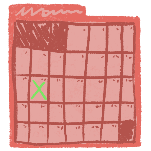 a stylized red calendar with a green cross on one day